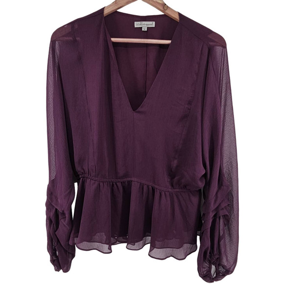 Wishlist Appearal Tops - Wishlist Apparel Purple Peasant Blouse L New